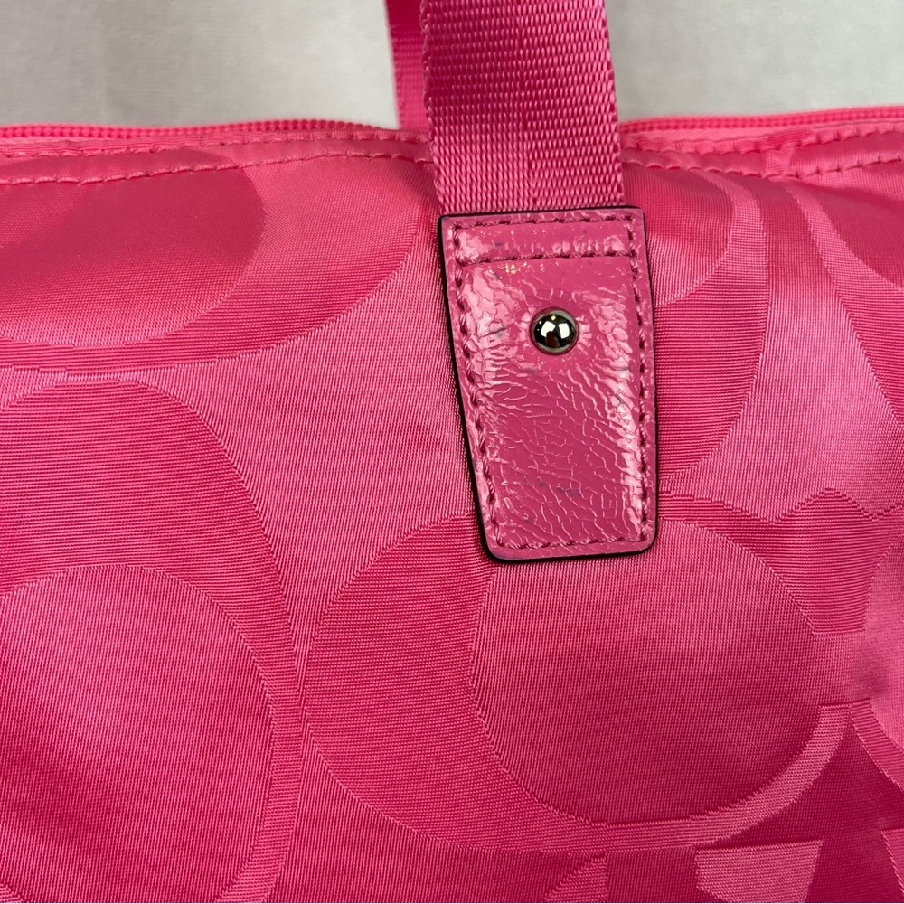 Coach Getaway Signature Fuchsia Nylon Large Packable Weekender Tote Bag F77321 - Picture 6 of 16